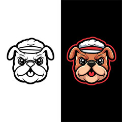 Cute Bulldog Pilot Mascot Head Cartoon Vector Aviation Character