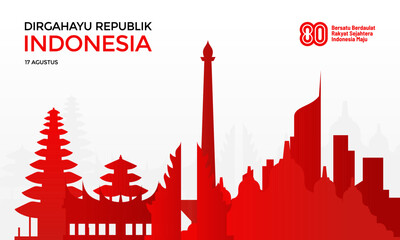 Dirgahayu Republik Indonesia, Happy Indonesia Independence Day 80th Anniversary Celebration Banner Background