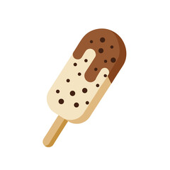 ice cream isolated on white, Chocolate chip Ice cream. Vector illustration.