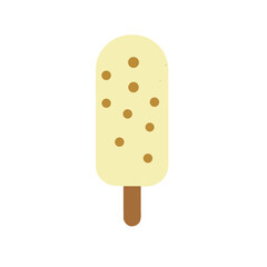 Ice cream with chocolate chips flat isolated vector icon., ice cream isolated on white background