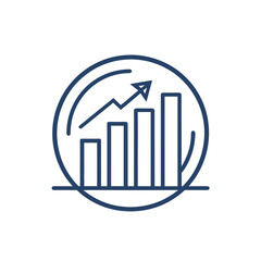 Vector of business growth graph with arrow, financial graph with exponential arrow rise rocket flies symbolizing growth icon.