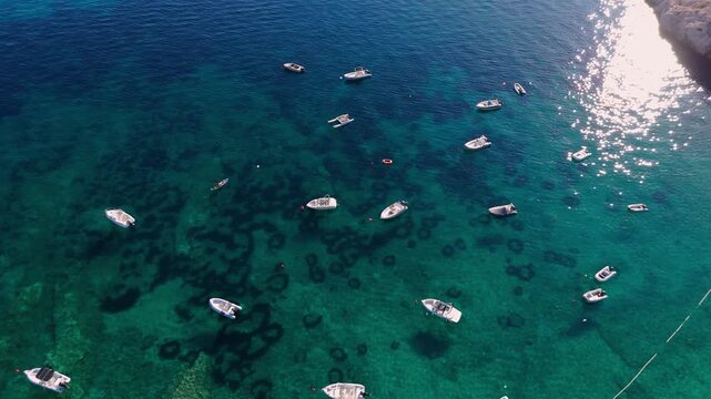 Krk Island, Stara Baska Croatia, Aerial View of the Coast With Boats, Beaches and Adriatic Sea 4K Video