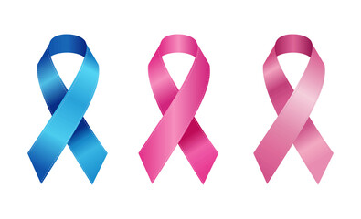 Blue and Pink Awareness Ribbons Set for Health Campaigns