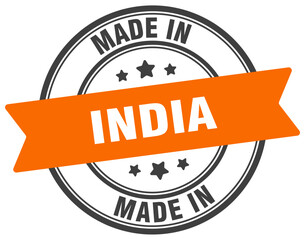 Made in India round sign. Made in India stamp.