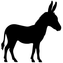 donkey silhouette vector black donkey silhouette  Turn right vector illustration on white background