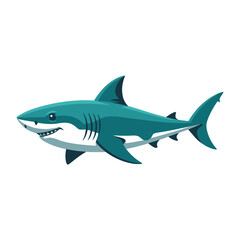 Obraz premium Great White Shark, vector illustration on white background.