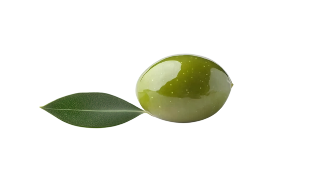 Crisp green olive paired with vibrant leaf, created with AI, PNG