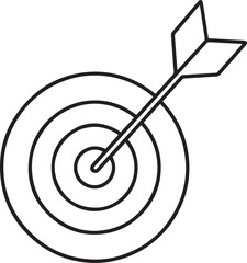 Business Goals Icon &ndash; Minimal Line Style Target with Arrow in Bullseye Symbolizing Focus & Strategic Success