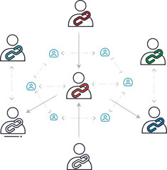 Affiliate Network Icon &ndash; Line Style Symbol of Connected Users with Link for Referral Marketing & Partnerships