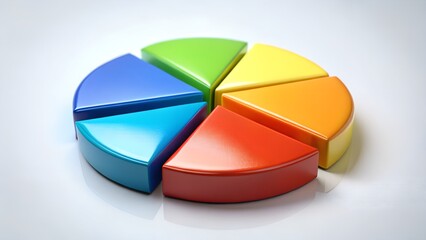 Obraz premium Colorful pie chart divided into segments, representing data analysis, business strategy, and successful planning, isolated on white background