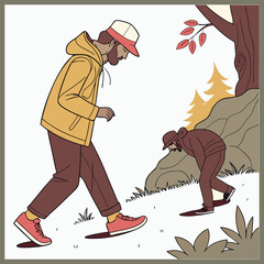 Eco tourism concept with mountains