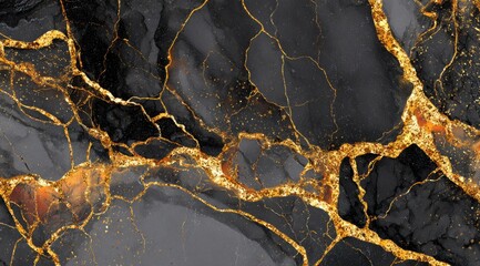 Abstract dark background with gold veining