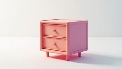Fototapeta premium Pink two-drawer nightstand against a plain background.