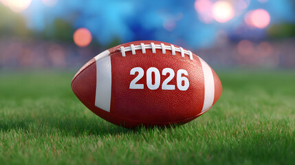 American Football with the Year 2026. happy new year