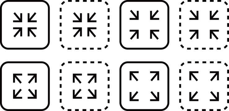 サイズ拡大縮小のアイコンイラストセット