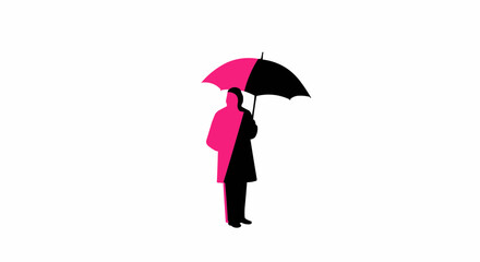 Silhouette of a person sheltering beneath a stylish umbrella