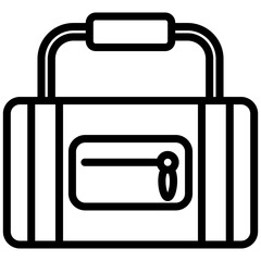 Gym Bag icon, Black And White Outline Icon Vector.
