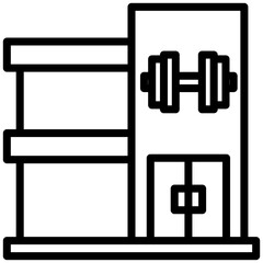Fitness Center Building icon, Black And White Outline Icon Vector.