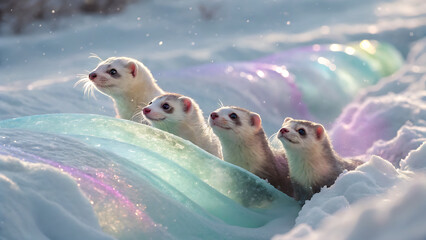 Four Adorable Baby Seals Playfully