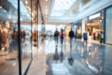 Blurred view of a busy shopping mall