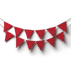 Fototapeta premium Red and white polka dot fabric bunting banner for celebration