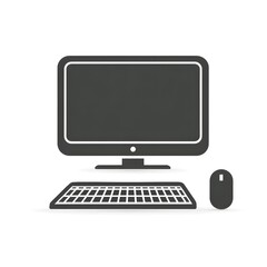 Fototapeta premium A black monitor with a keyboard and mouse on a white background.