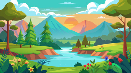 Fototapeta premium summer landscape with lake