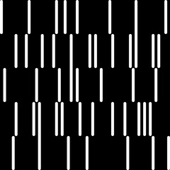 Vertical seamless pattern of white lines with varying lengths and spacing on a black background, creating a minimalist and modern visual with bold contrast and dynamic rhythm
