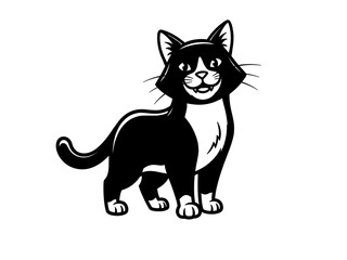 Obraz premium Smiling Tuxedo Cat Illustration