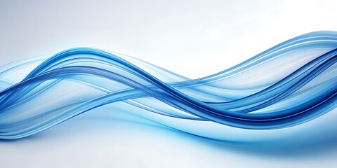 Naklejka premium Abstract blue and white wave flowing smoothly, creating a dynamic and elegant pattern with a clean, bright, and modern aesthetic, perfect for design and technology themes
