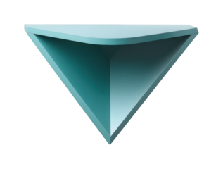 Minimalist modern blue triangular shelf with geometric design for contemporary spaces isolated on transparent background, png