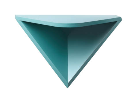 Minimalist modern blue triangular shelf with geometric design for contemporary spaces isolated on transparent background, png