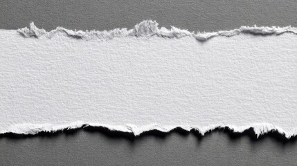 Torn White Paper Strip On Gray Background