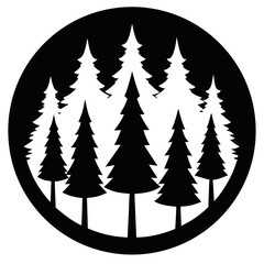Obraz premium Collection of pine tree silhouettes isolated on white background