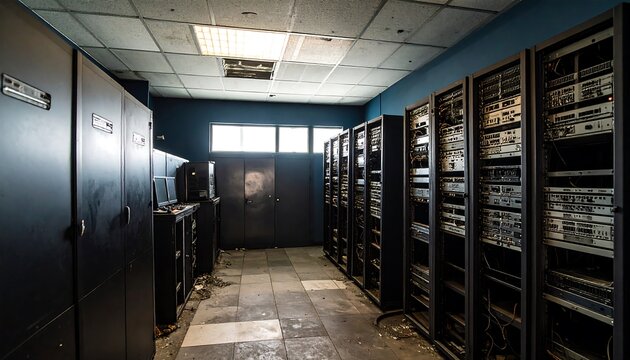 Abandoned server room interior