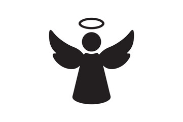 Angel icon silhouette vector with white background