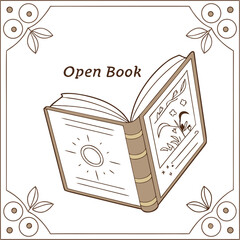 Open Book Illustration: A captivating, artistically rendered open book, with its pages gracefully unfurled, invites you into a realm of imagination.