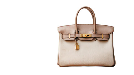 Designer Handbag : A flat lay of a designer handbag, symbolizing luxury, isolated on a Transparent background, PNG file.