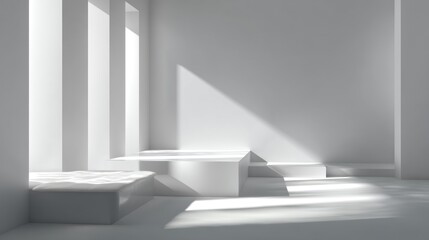 Minimal Gray Studio Background with Soft Light and Shadows