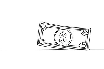 Fototapeta premium Minimalist dollar bill drawing with dollar sign