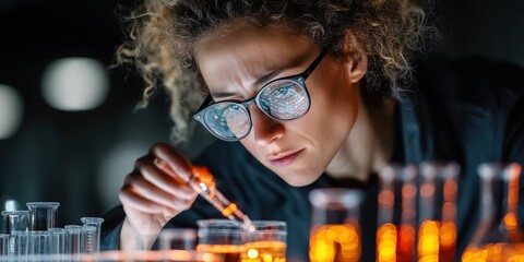 Scientist conducts research in a lab, working tirelessly to find a way to stop the virus and protect humanity