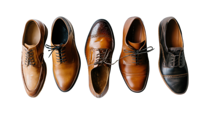 Designer Shoes Background: A flat lay of designer shoes, isolated on a Transparent background, PNG file.