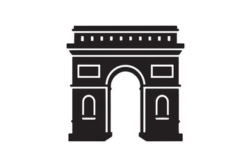 Fototapeta premium Arc de Triomphe icon silhouette vector with white background