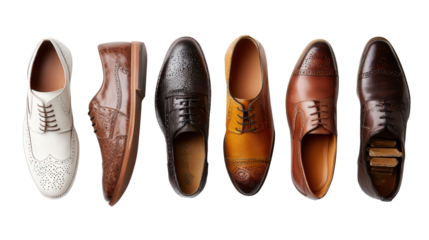 Designer Shoes Background: A flat lay of designer shoes, isolated on a Transparent background, PNG file.