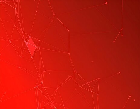 Abstract red background with interconnected nodes and lines forming a network pattern - Powered by Adobe