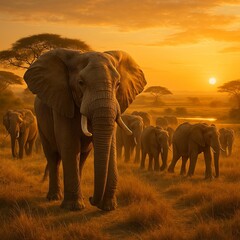 Obraz premium Guardians of the Golden Savanna