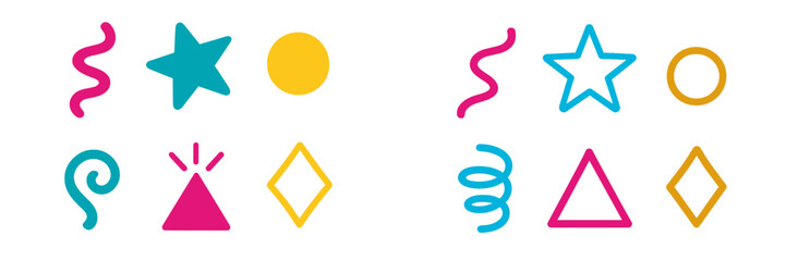 Colorful geometric shapes in playful arrangement for creative design and art projects