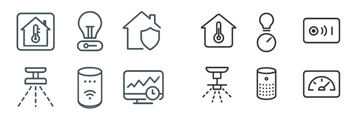 Icon collection showcasing home automation and smart technology applications for improved living environments