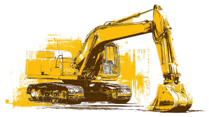 Digger Icon: Icon of a digger, used for excavation tasks in construction, isolated on a Transparent background, PNG file.