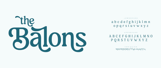 Balons Elegant Alphabet Serif Font. Luxury Modern Display Typeface. Typography decorative elegant classic lettering serif fonts vintage retro for logo. vector illustration